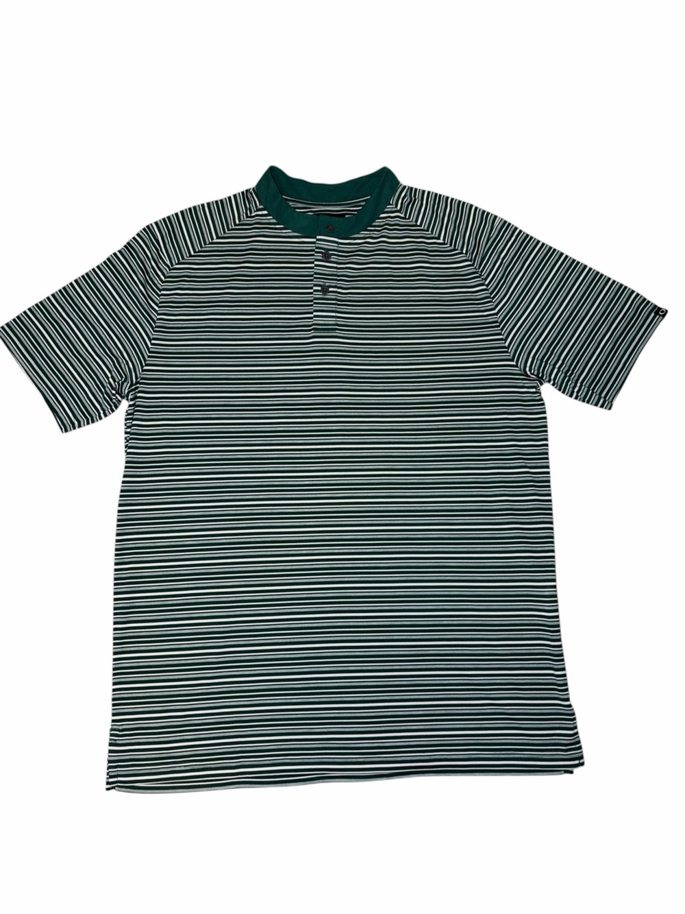 NWOT Oakley Blade Fringe Green White Striped Henley Golf Polo Large Hydrolix